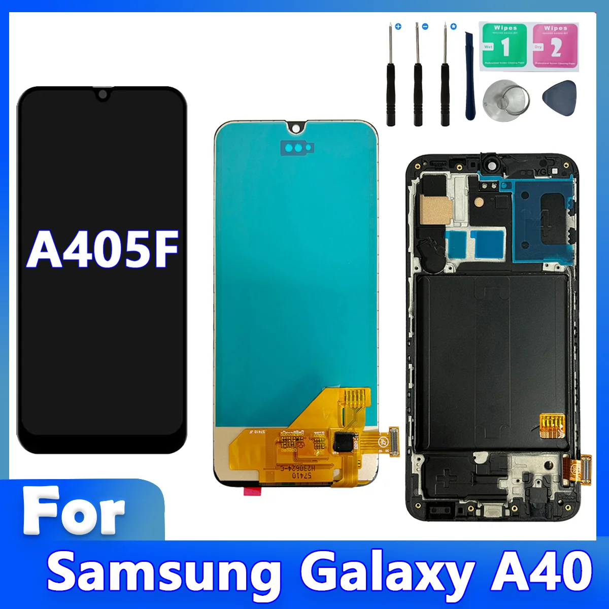 Замена экрана дисплея Samsung Galaxy A40 A405F с емкостным дигитайзером сенсорного экрана и рамкой от WANJSD