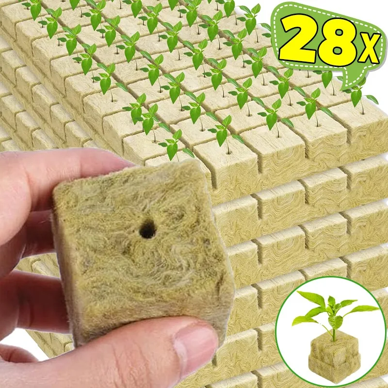 Sponge Block Starter Plugs Rock Wool Grow Cubes Seed Starters Planting Cubes Hydroponics Cuttings Plant Propagation Grow Gadgets