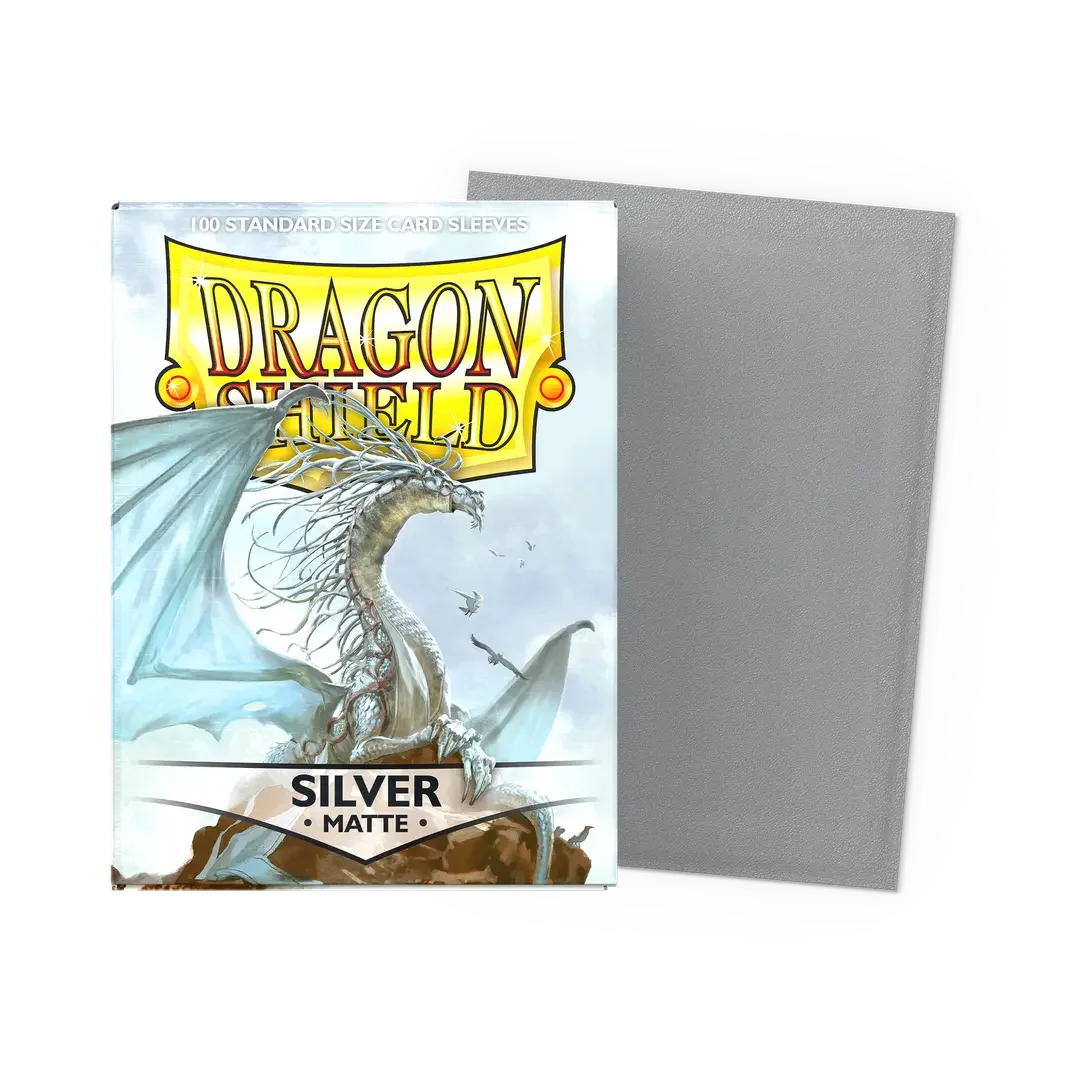 100 STKS/DOOS Mat Zilver Dragon Shield Kaarten Hoezen Standaard Maat 66x91mm