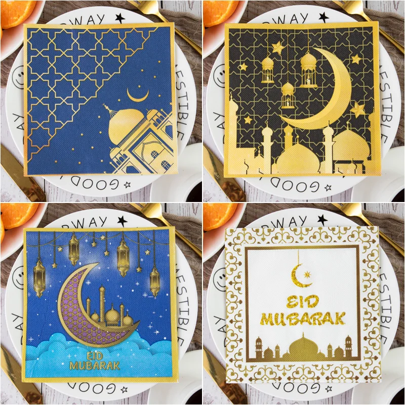 20 Pcs Mubarak Eid napkins, Ramadan table decorations, Ramadan napkins Ramadan napkin Ramadan and Eid Crescent Moon Party deco