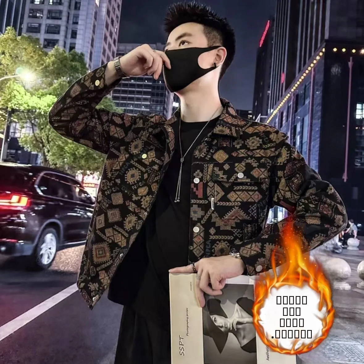 

Осень-зима Thiened Fce Lined Jaet Мужская модная верхняя одежда с отложным воротником Молодежная модная ветрозащитная длинная све