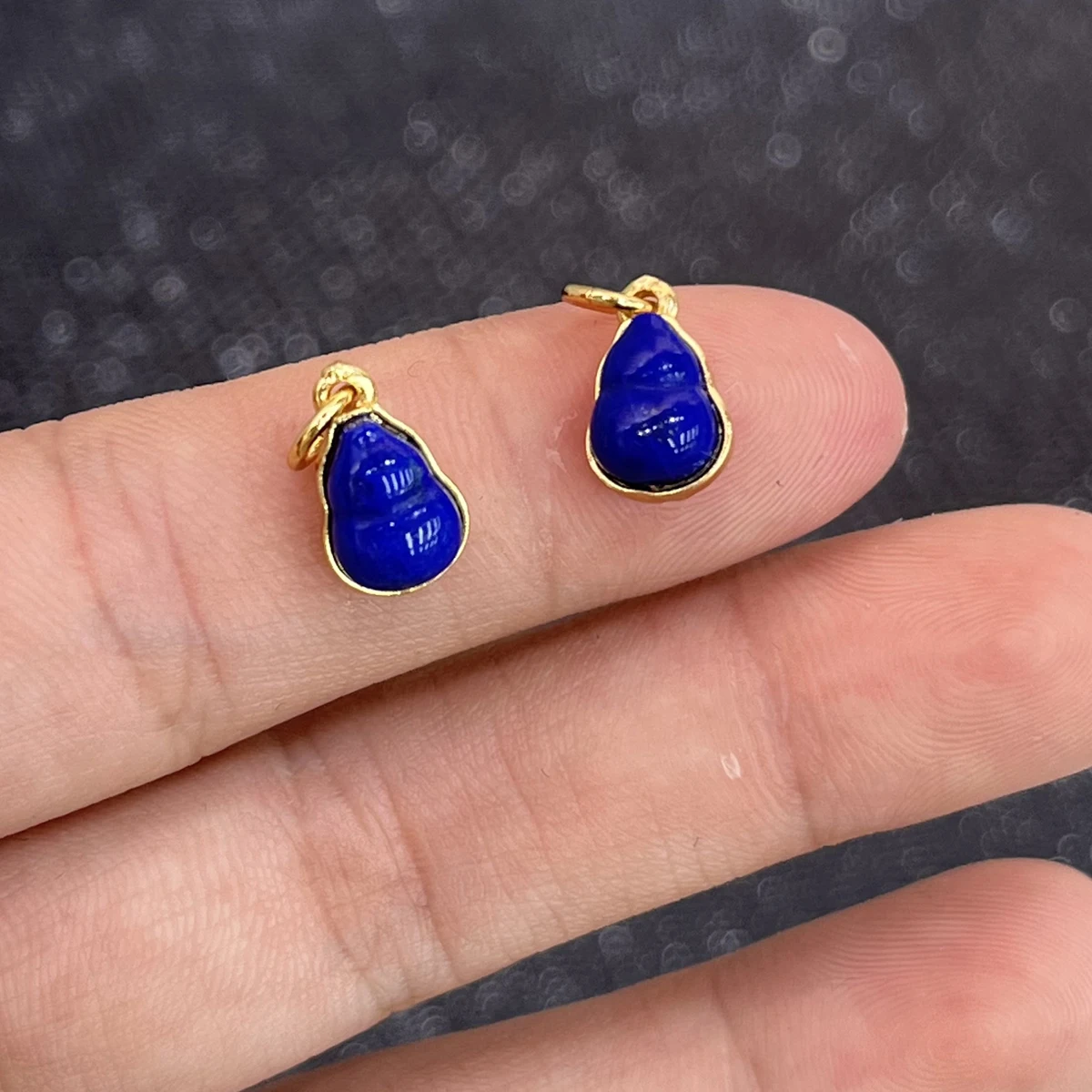2 teile/los Natürliche Stein Anhänger Lapis Lazuli Kürbis-förmigen Charms für Halskette Ohrringe Schmuck Machen DIY Zubehör 6x10mm