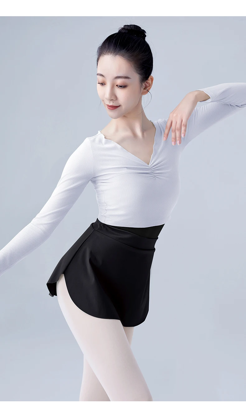 Seitlich geschlitzte Ballettröcke für Damen und Mädchen, kurze Tanzröcke, A-Linien-Röcke für Ballerinas, Ballett-Tanzkleidung, 11 Farben – Detail 5