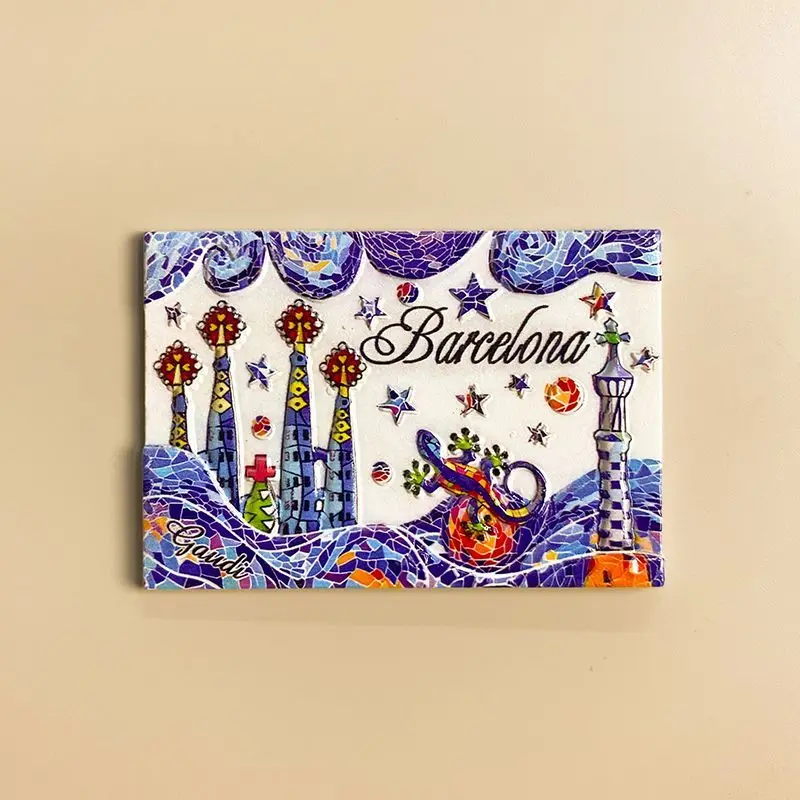 

Barcelona 3D Resin Fridge Magnets - Gaudí's Architecture & Lizards Design, Cute & Strong Refrigerator Magnets for Room & Home De