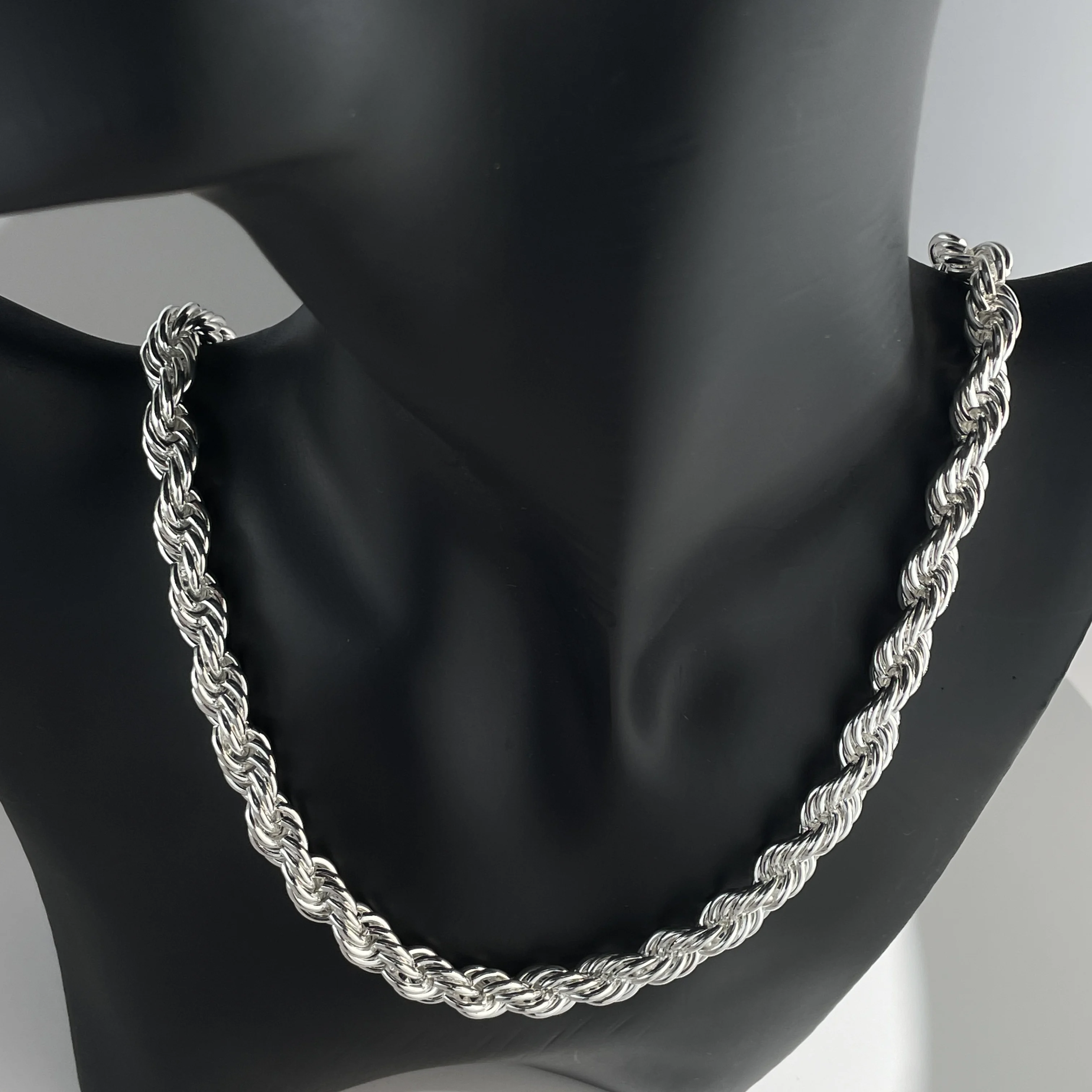 925 Sterling Silber 5/6/8MM 16-30 Zoll Seilketten-Halskette für Männer und Frauen, modischer Punk-Schmuck für Hochzeiten und Partys.