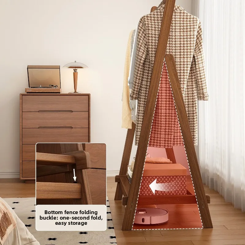 Appendiabiti multifunzionale in legno massello dal pavimento al soffitto per camera da letto, stendibiancheria per uso domestico, portaoggetti per interni