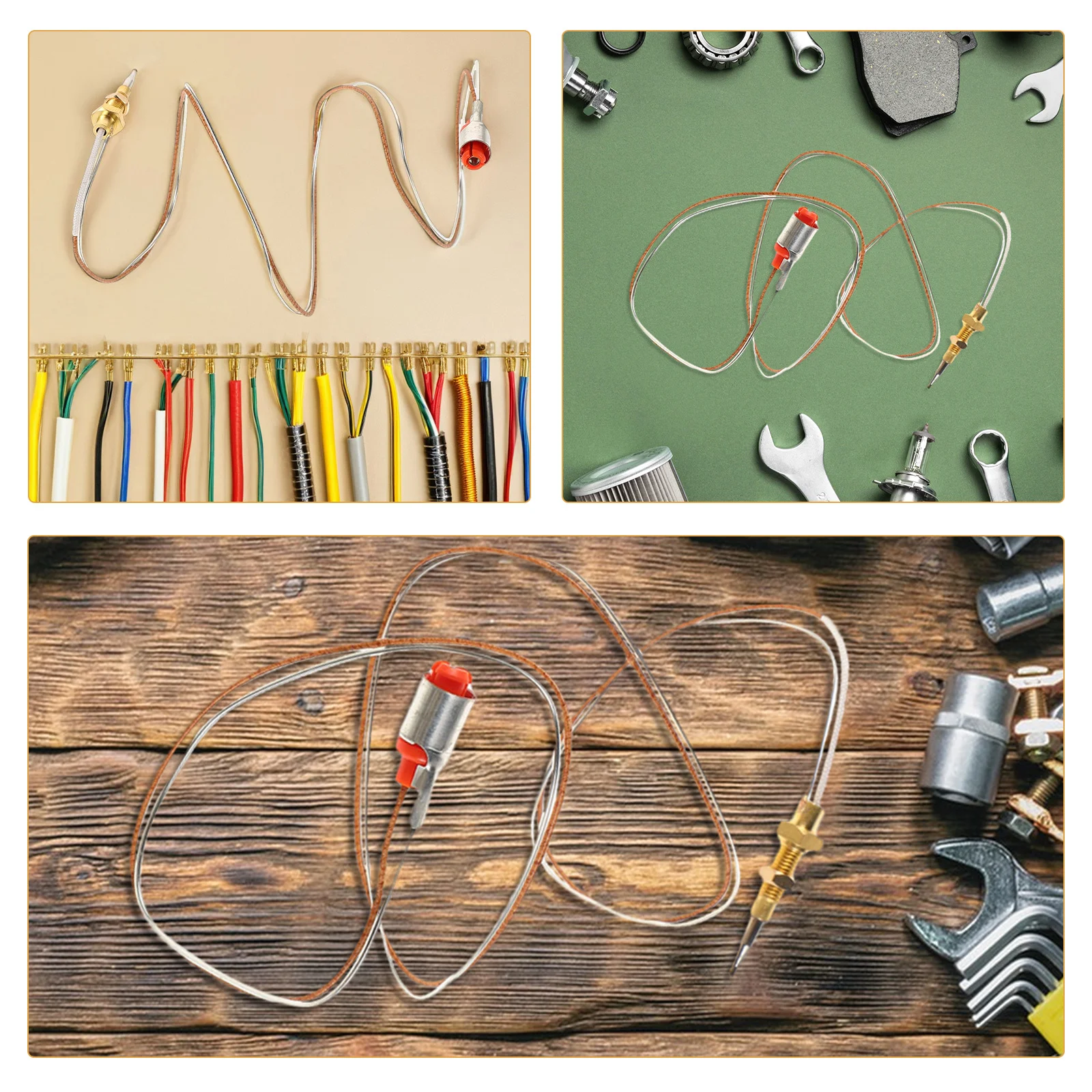 3Pcs Flame Failure Thermocouple 70Cm Embedded Ignition Probe for Gas Fireplace Patio Heater Fire Pit Safety Valve Repair Kit