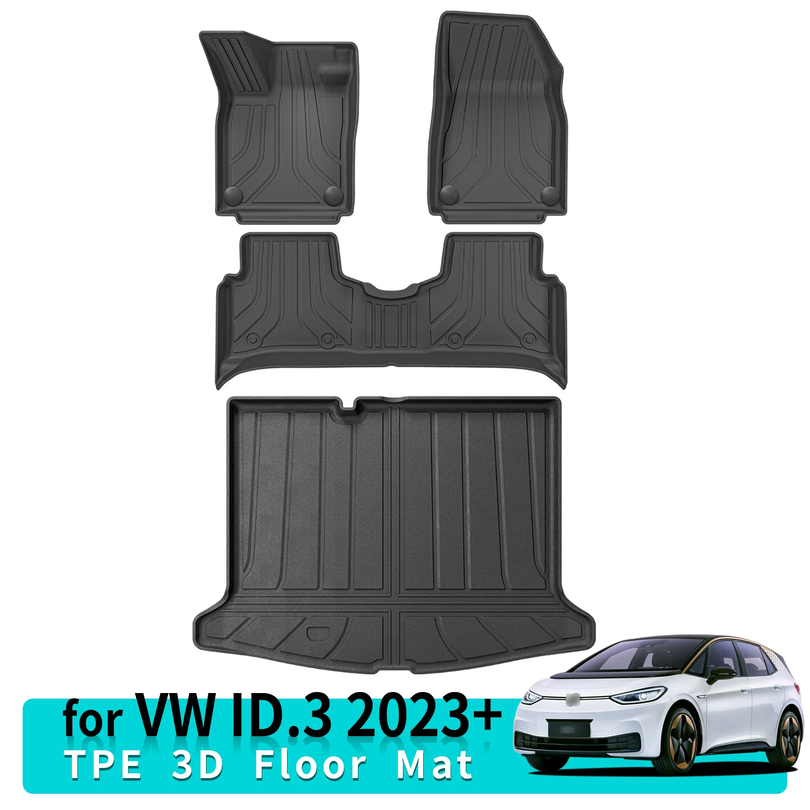 for VW ID.3 ID3 TPE 3D Car Floor Mats Cargo Liner Waterproof Protective Car Pad Auto Accessories Left Hand Drive