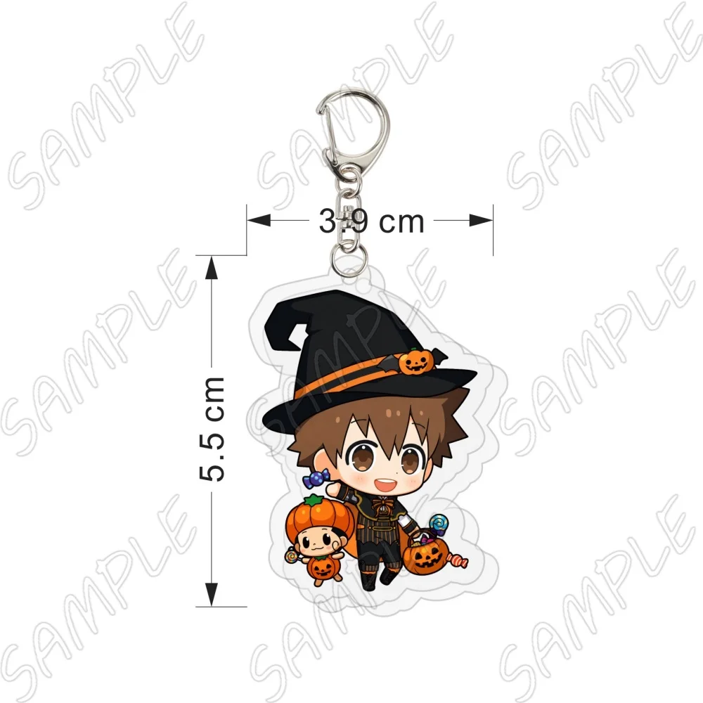 Anime Katekyo Hitman Reborn Acrylic Keychain 6cm Cute Chibi Sawada Tsunayoshi Hibari Kyoya Halloween Witch Cosplay Keyring