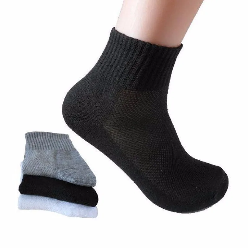 5pair/lot Breathable Men\'s Socks Black White Socks Businness Casual Crew Long Sock Mide Tube Men Mesh Thin Summer Socks