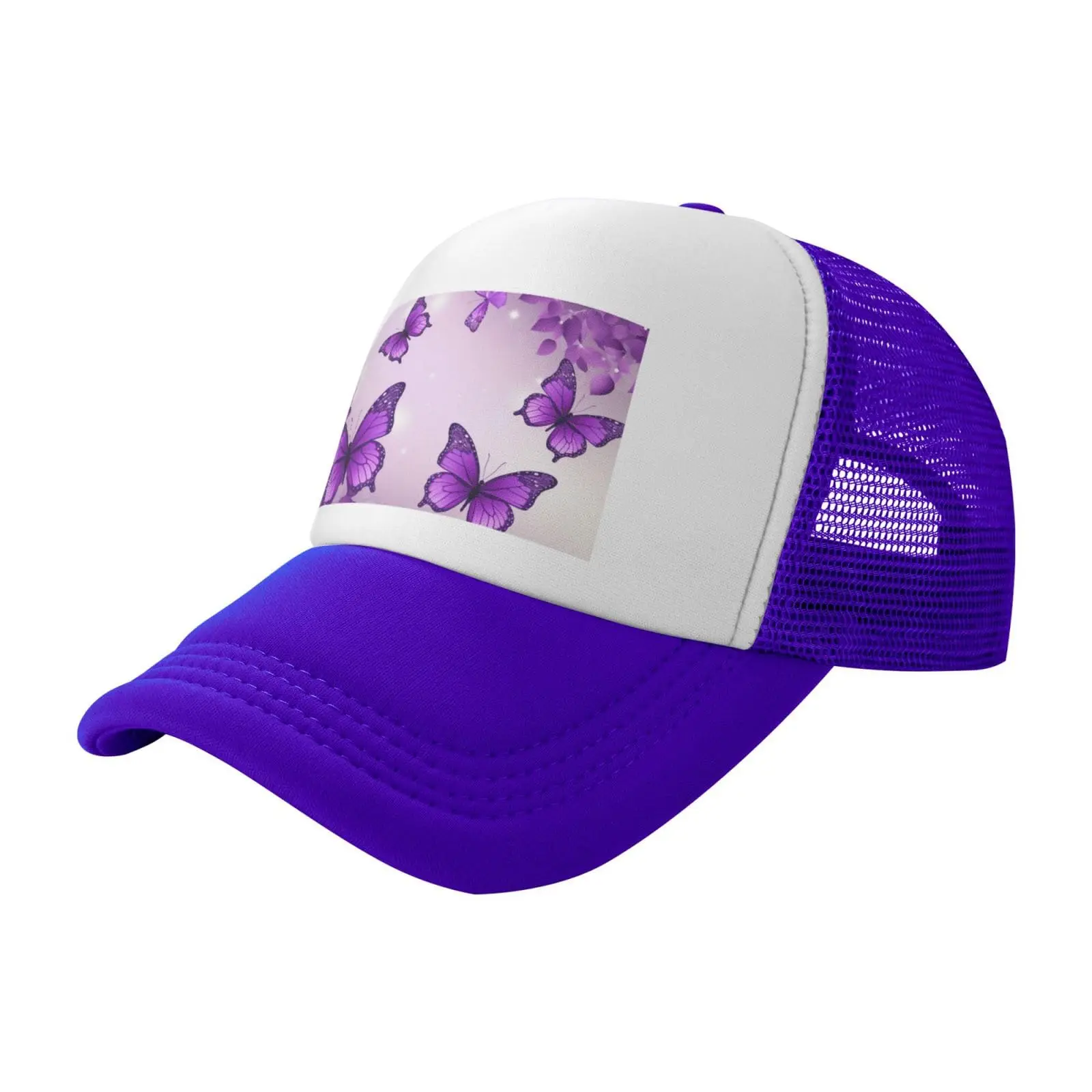 

Trucker Hats Purple Butterflies Printing Mesh Baseball Cap Trucker Hats Women With Adjustable Snapback Strap Classic Vintage Hat