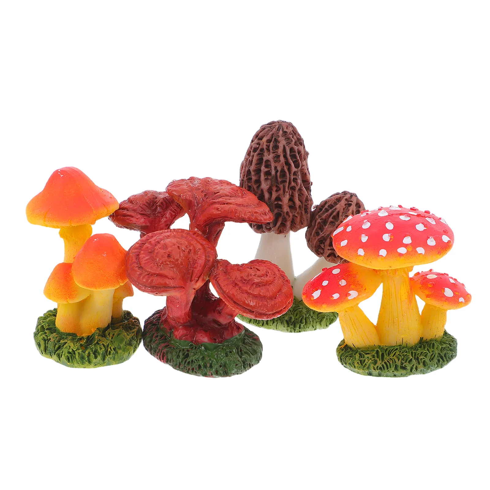 4 Pcs Simulated Ganoderma Lucidum Model Cute Mushroom Ornaments Artificial Decorative Mushrooms Garden Resin Realistic