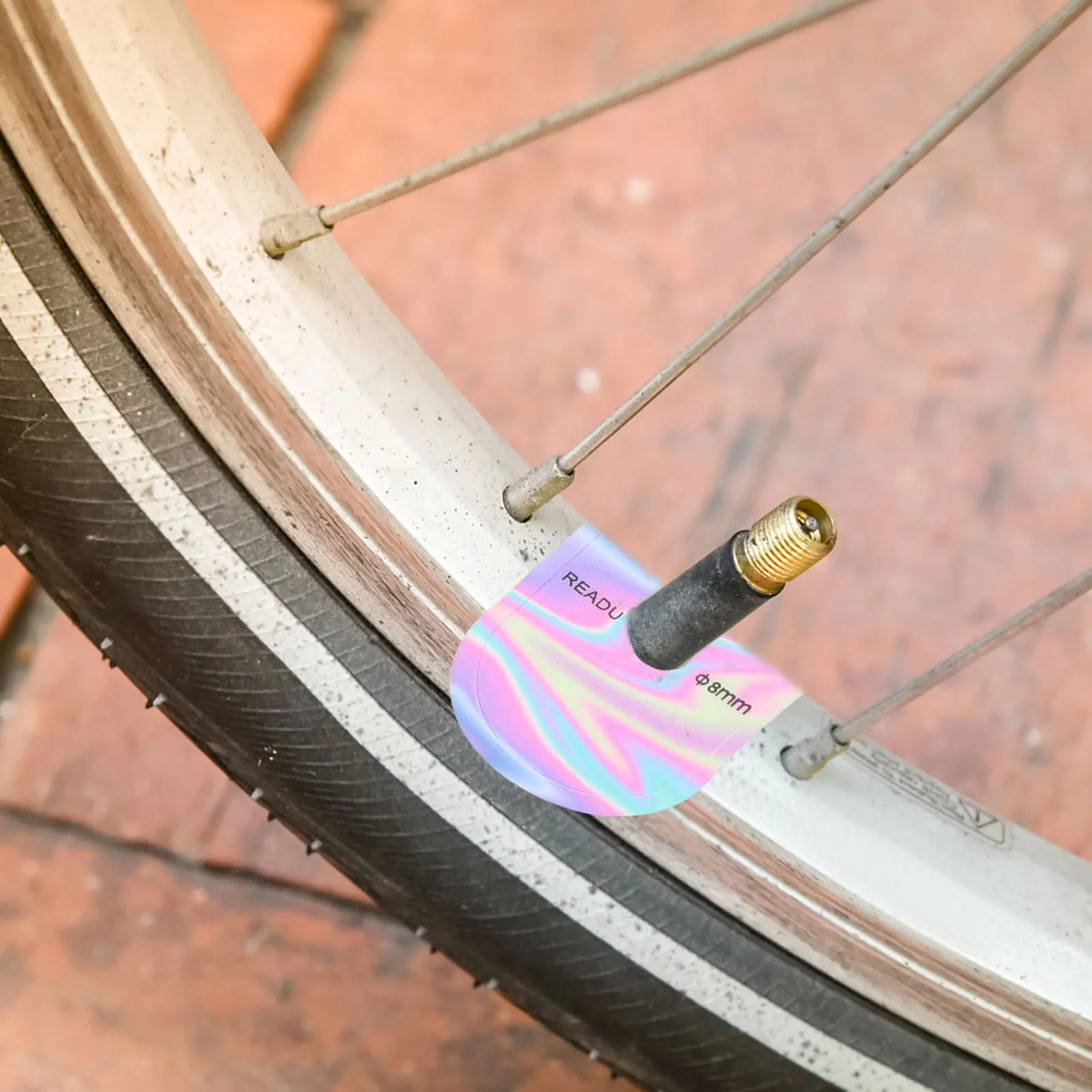 

Air Nozzle Sticker For Mountain Bike Durable Pvc Valve Cover Fixing Sticker Bike Tire Gasket Cycling Accessory