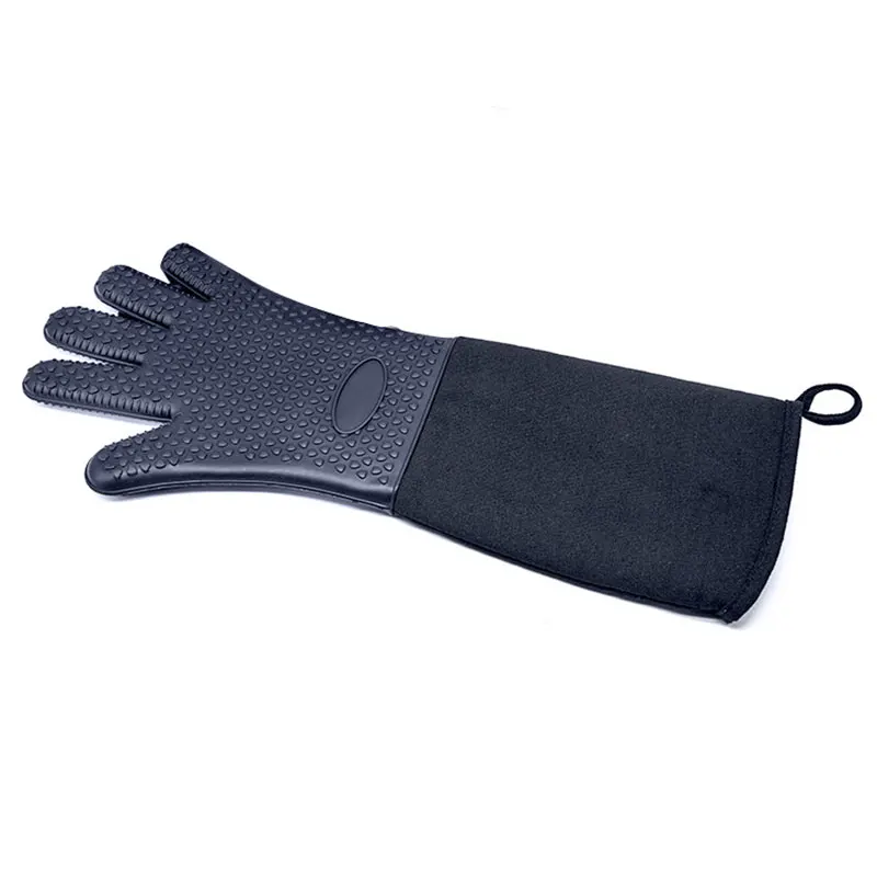 

High Quality 1 Piece Heat Resistant Oven Mitts Kitchen Baking Cooking Gloves Extra Long Cotton Canvas Stitching BBQ Oven Gloves