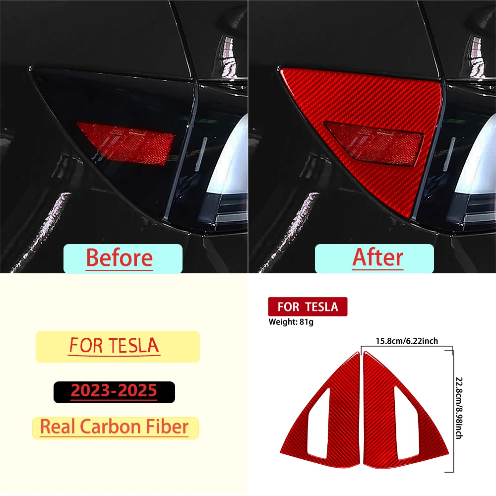 For Tesla Y 2023—2025 Car Universal Charging Port Frame Trim Red Real Soft Carbon Fiber Interior Car Accessories Decoration Sti