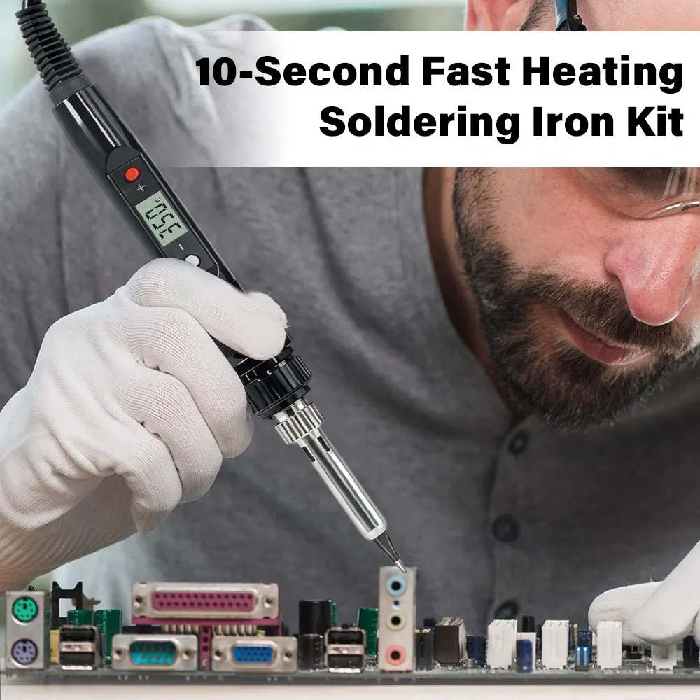 

80W Digital Soldering Iron Kit with Ceramic Heater and Adjustable Temperature - Professional 220V 110V Welding Tool Set