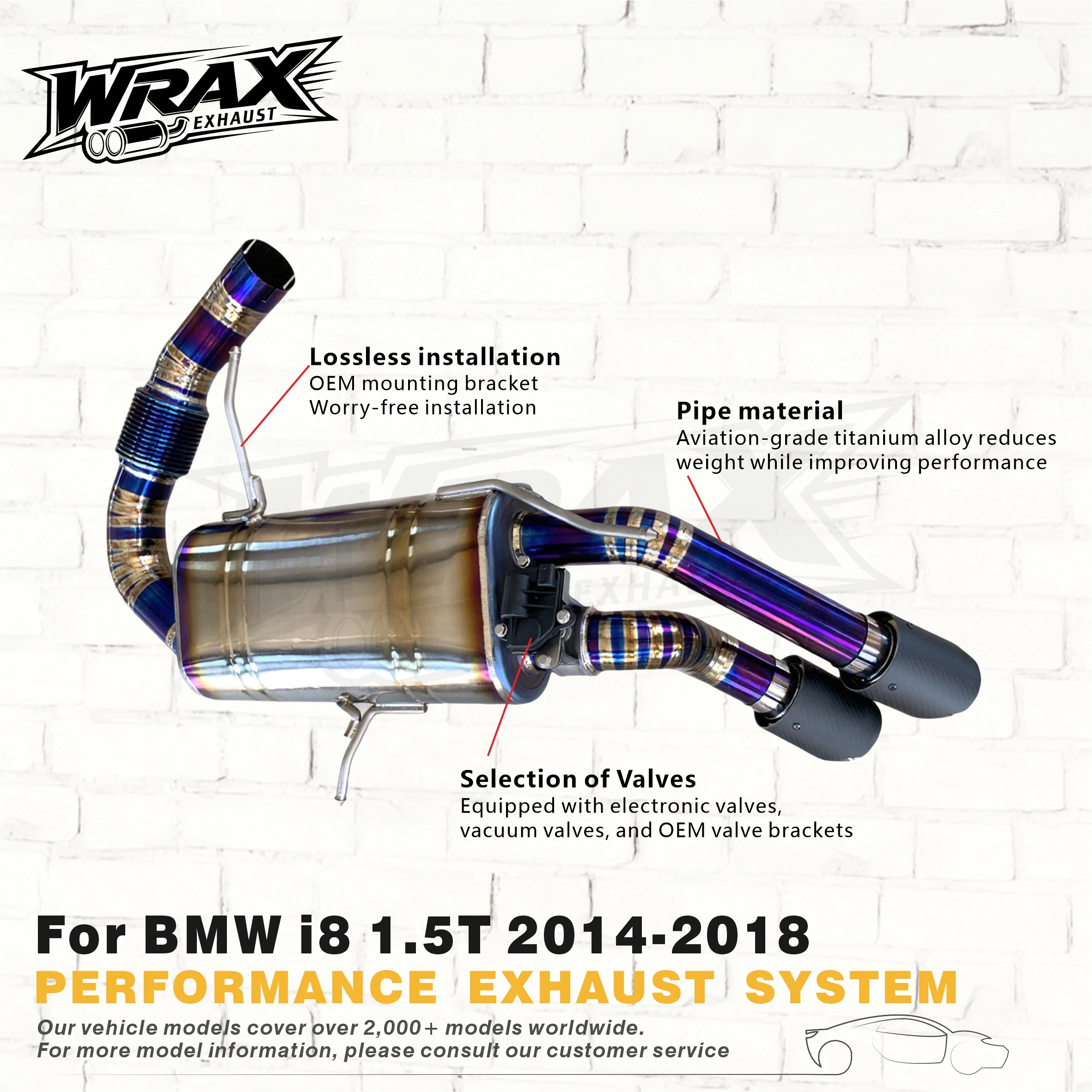 

WRAX Catback Exhaust for BMW i8 1.5T 2014-2018 Premium Titanium Alloy Adjustable Valve Switchable Sport Sound
