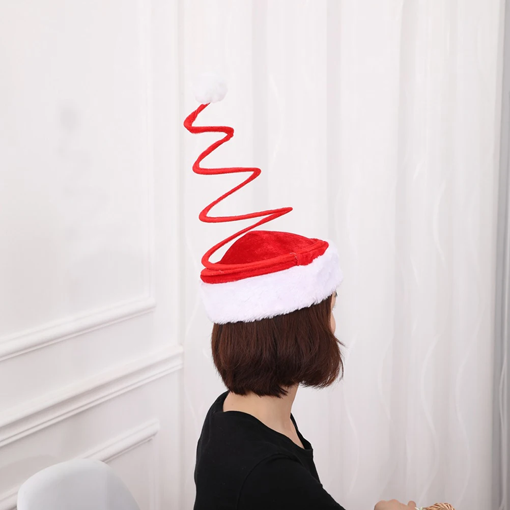 

2 pcs Christmas Hat Novelty Santa Spiral Red Clause Hats for Party Xmas Gifts OneSize Fits Most Men Women Photo Props Costume