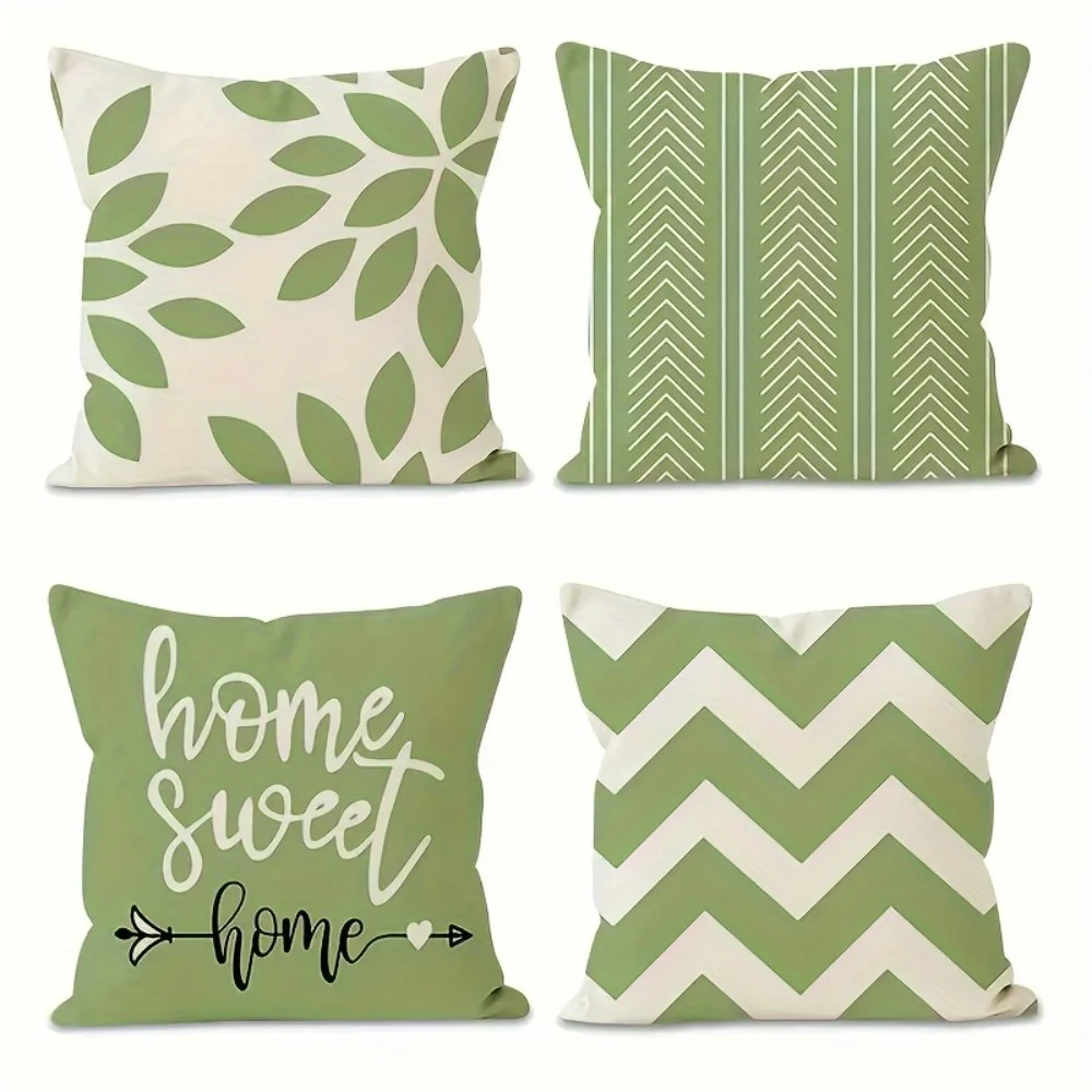 4 fundas  almohada mornas - Fundas  cojín con cierre  cremallera, fundas  almohada corativas impresas a doble cara p