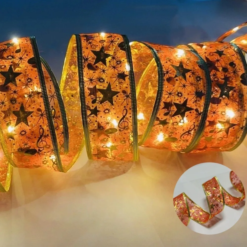 

5/10M Christmas Ribbon String Light DIY 50/100LED Ribbon Lights Ornaments Decorative Warm White Xmas LED Light Strip Home Decor