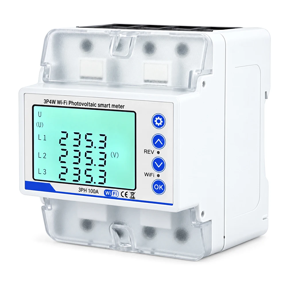 SIHAO 100A WiFi Circuit Breaker Three Phase Reclosure Protector Over/Undervoltage Protection Switch with Digital LED Display