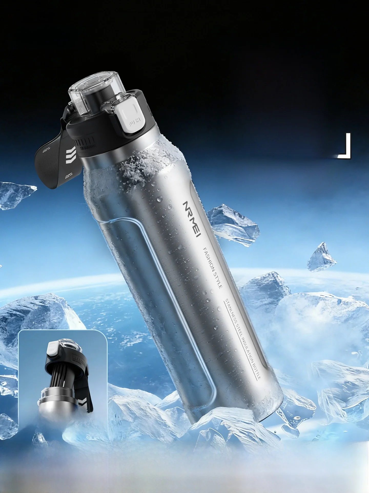 

Large Capacity Men's Sports Outdoor Insulated Water Bottle 1000ml Cool Water Cup Portable Carry on School Necessity