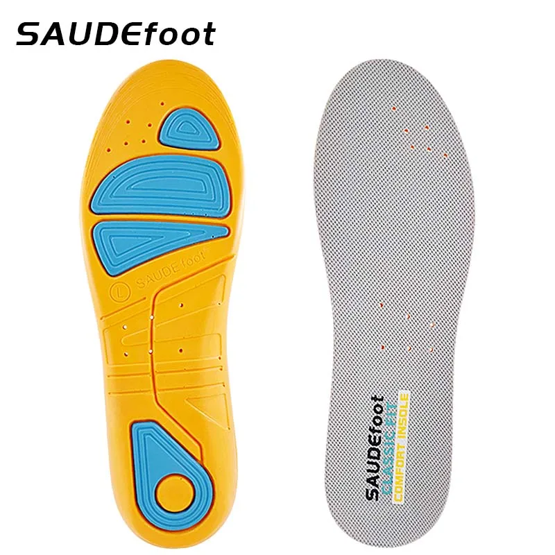 SAUDEfoot Sneaker Sports Shoe Insoles Gel  PU Shoes Pad for Flat Feet  Shock Absorption with Arch Orthopedic Design  Insole