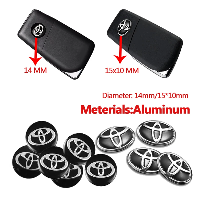 5/10Pcs Car Remote Key Logo Metal Emblem Stickers For Toyota 86 Mirai Supra Prado Alphard Vellfire Crown Sequoia Venza Avalon Pr