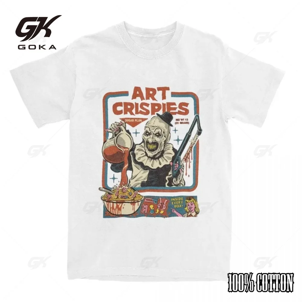 Art Crispies Terrifier Clown Shirt Apparel Men Women's Pure Cotton Fashion Retro Horror Tee Shirt Clothes Graphic Printing