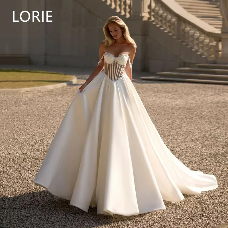 LORIE Gittle A-line Sexy Sweetheart Off Shoulder Wedding Dress Applique Bridal Gowns vestidos de novia Backless Customized 2025