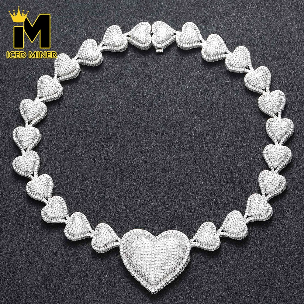 

Icedminer 22mm Heart Chain Iced Out Cuban Link Chain Bracelets for Men Women Brass Zircon Hip Hop Jewelry Free Shipping