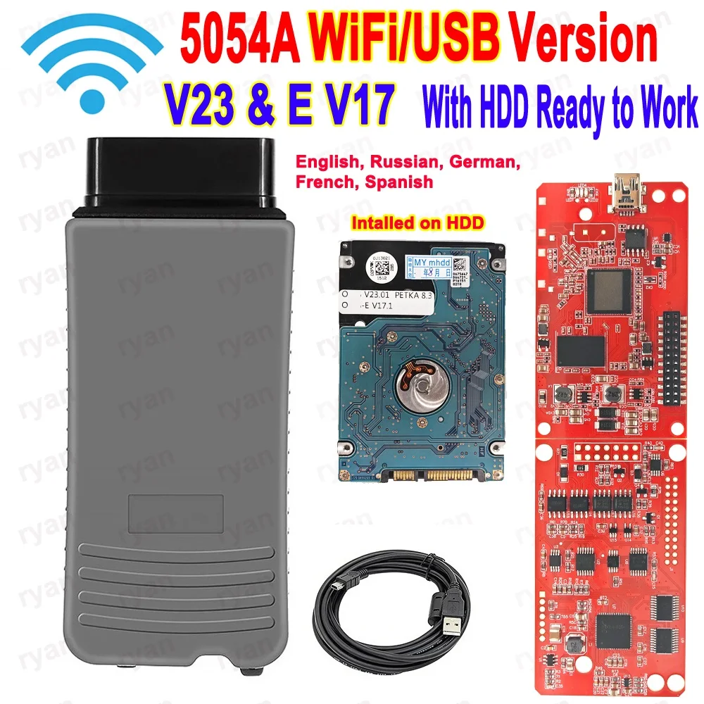 Best 5054A WiFi USB Version With HDD Installed OD V24 and Engineering-E V18.1 5054 Support V-Au-di Sk-da Ready to Work