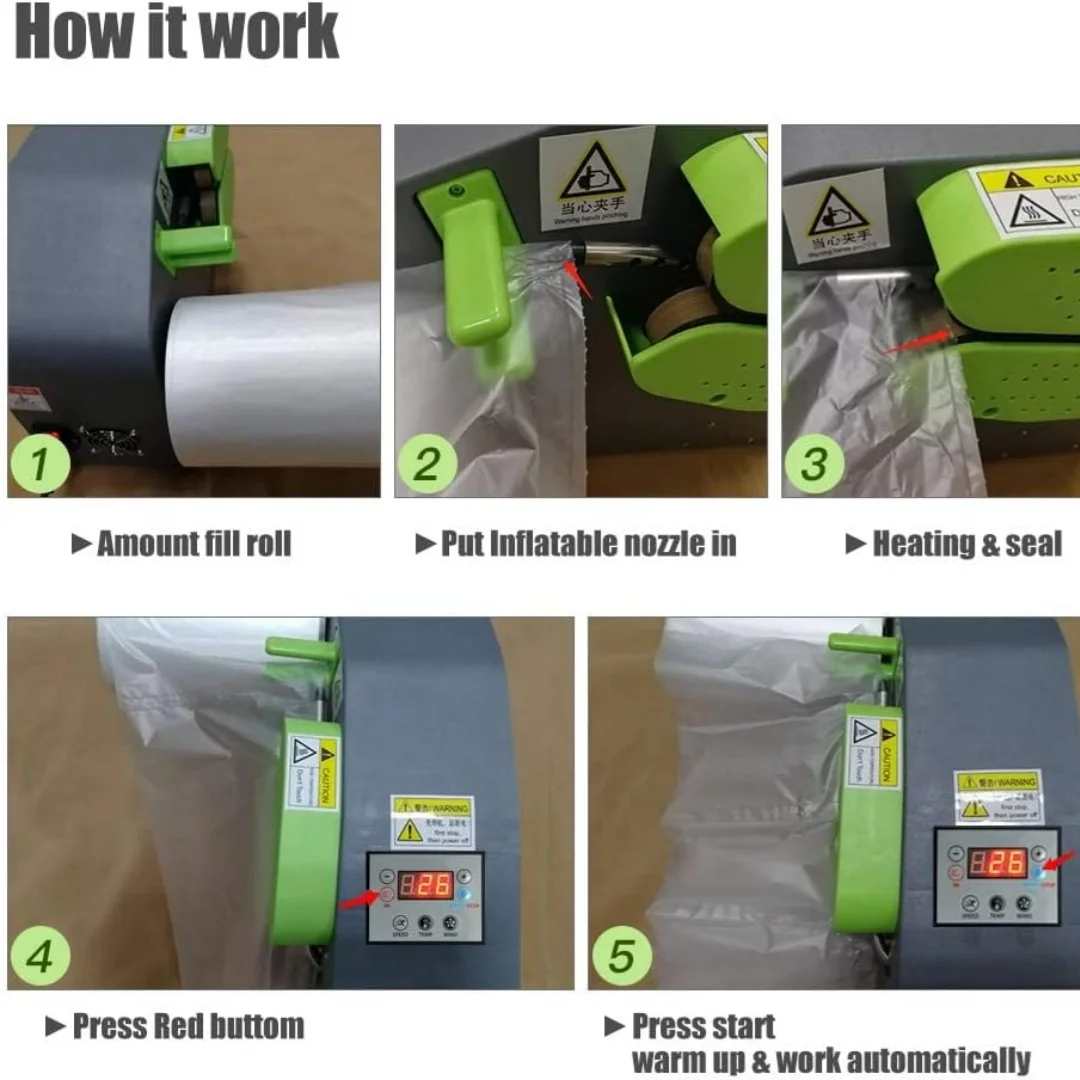 آلة وسادة هوائية آلة وسادة هوائية محمولة آلة تغليف قابلة للنفخ بعرض مختلف
