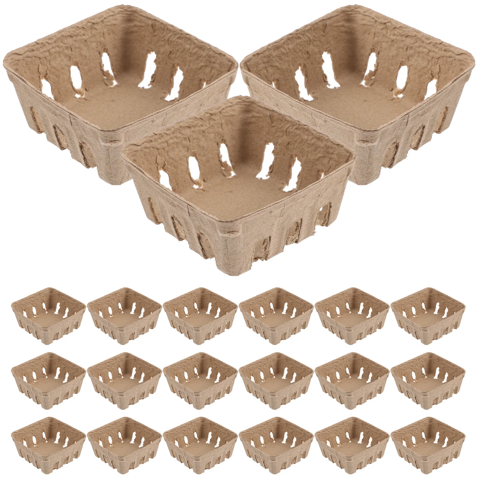 

50 Pcs Paper Plastic Fruit Tray Pulp Bowl Natural Fiber Berry Basket Lightweight Easy to Move Kitchen Essentials Storage