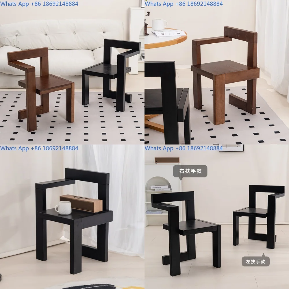 

Solid Wood Dining Chair Vintage Simple Creative Home Use Armchair for Study Desk