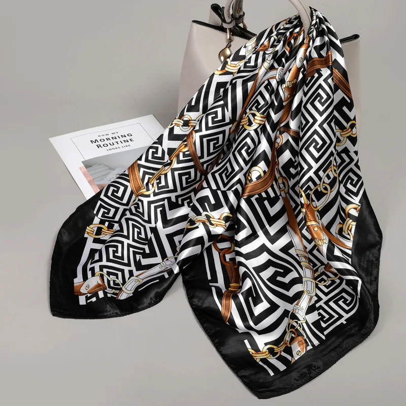 

90 Large Square Silk Scarf for Women 2025 New Spring and Summer High-End Korean Style Versatile Thin Scarf Shawl