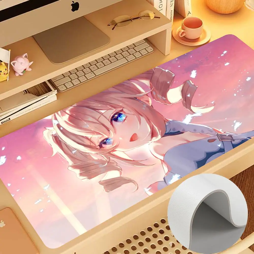 A-Amber B-Barbara P-Pegg B-Beidou Mouse Pad Mice Pad Leather Mouse Mat PC Game Accessories Double Sided PU Desk Mats Carpet Anti