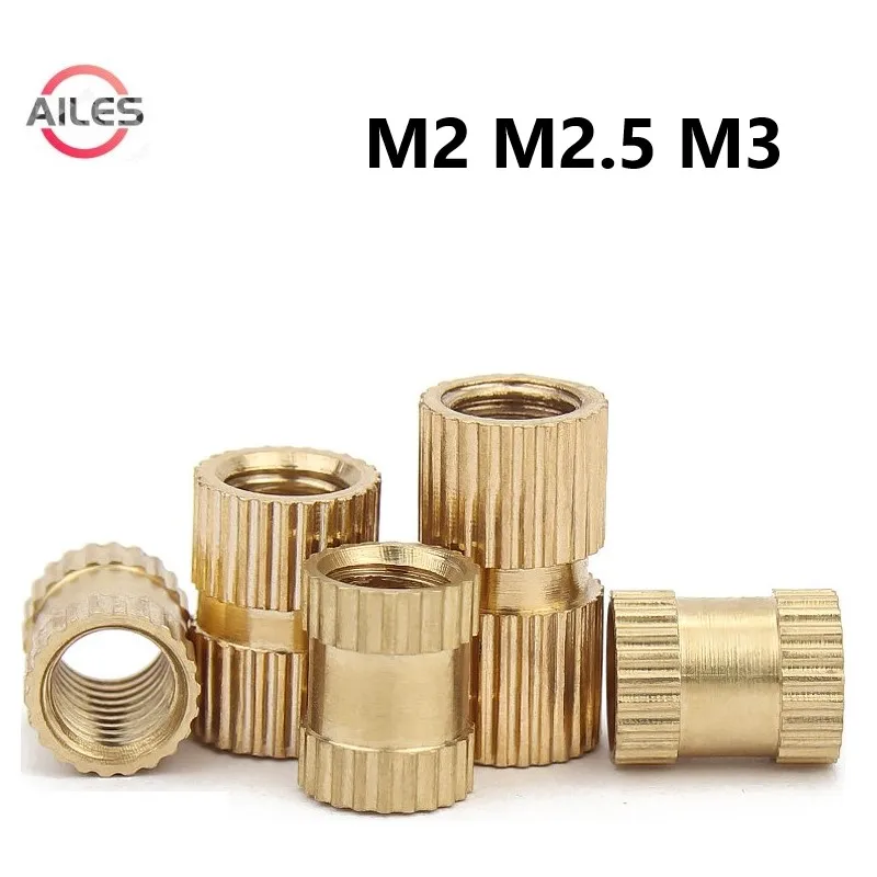 

M2 M2.5 M3 Copper Knurl Insert Nut Brass Metric Thread Injection Molding Embedded Nuts