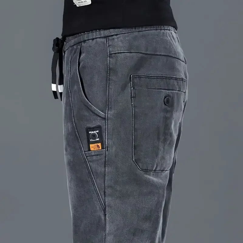 

Man Cowboy Pants Stretch Elastic Men's Jeans Straight Trousers With Pockets Spring Autumn Goth Comfortable Oversize Loose Kpop