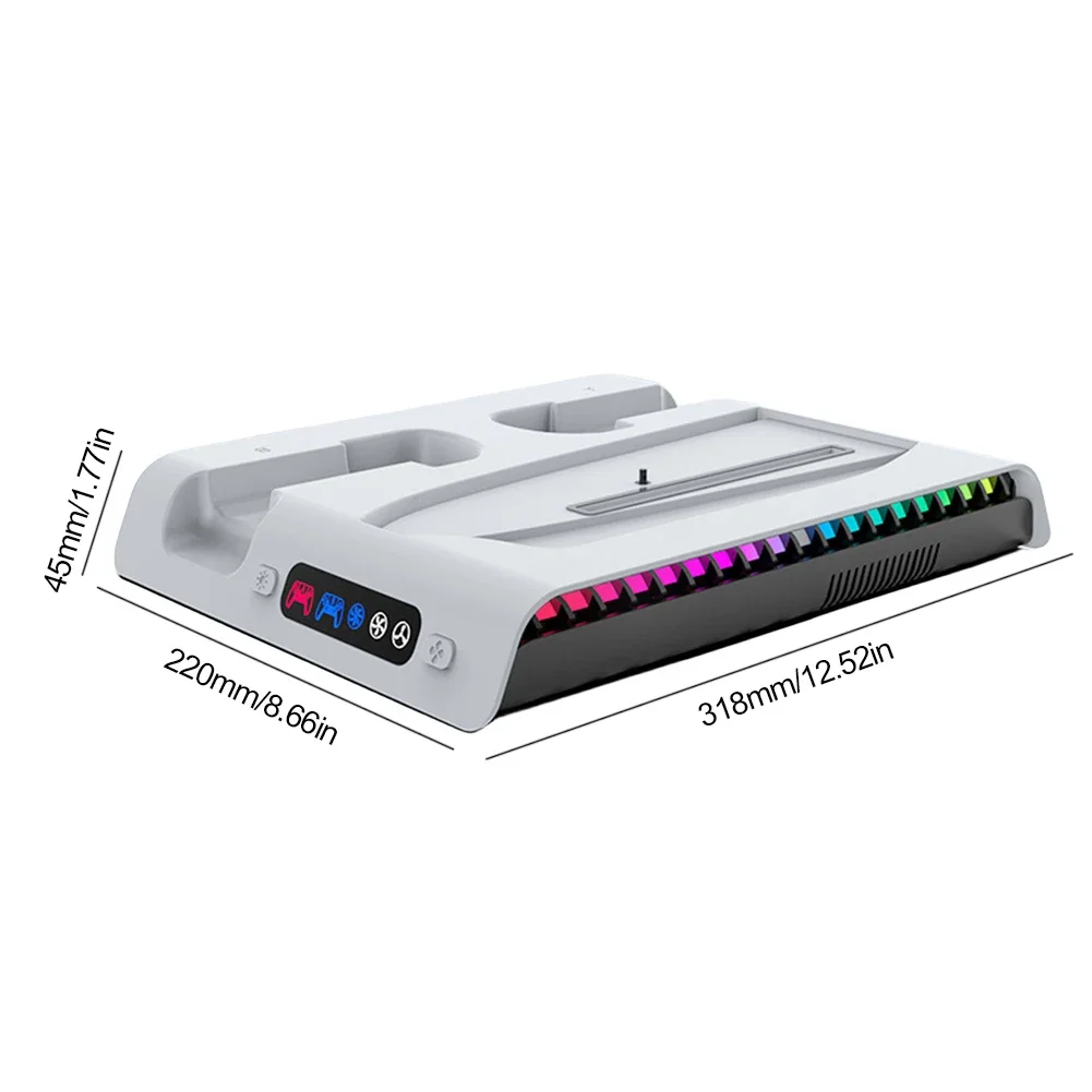 Per PS5 Slim Digital / Disc Host Edizione base di dissipazione del calore multifunzionale per rack per cuffie di ricarica a doppio sedile con maniglia PS5