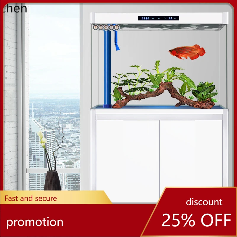 

YFY Large Glass Screen Partition Aquarium Ecological Living Room Floor-standing Goldfish Tank