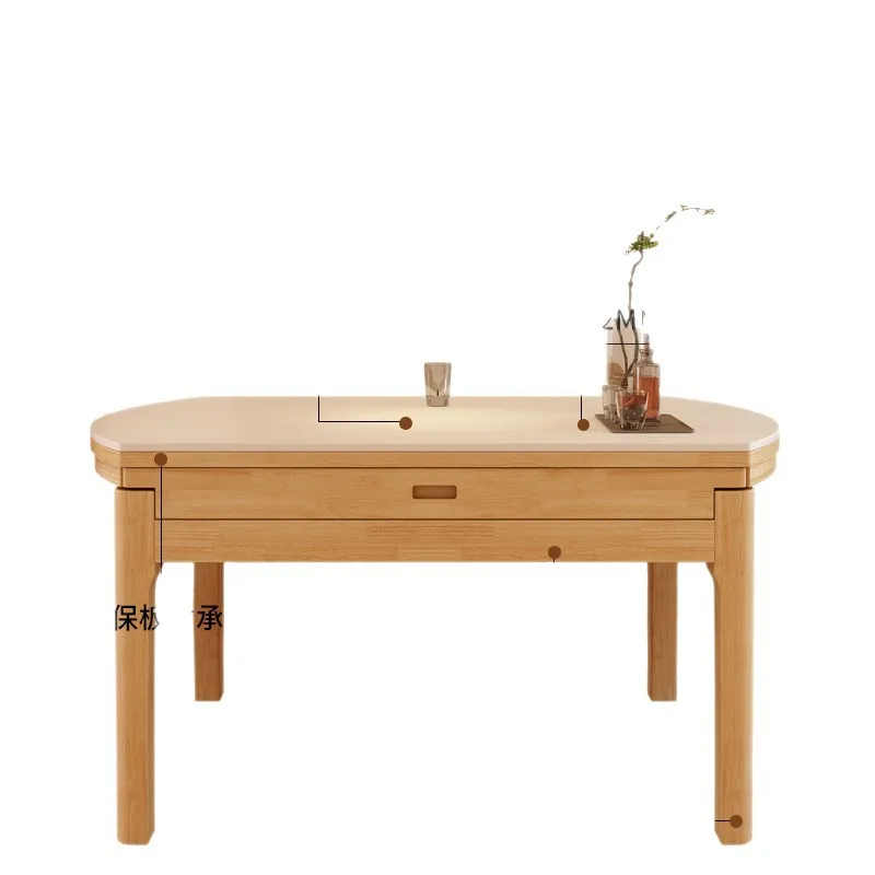 

Выдвижной обеденный стол из массива дерева, обеденный стол из каменной плиты, гостиная, бытовая, маленькая квартира, новинка 2025 года, светлый, роскошный, высококачественный, переменный