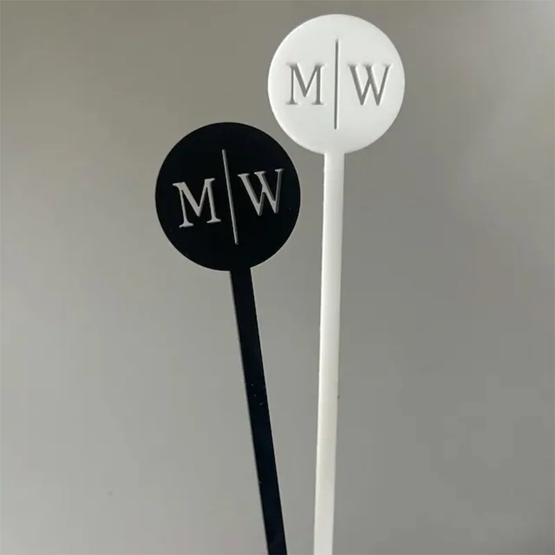 

100PCS Engraved Personalized Letter Stirrer Wedding Drink Stirrers Custom Cocktail Stirrers Custom Drink Stirrers For Party