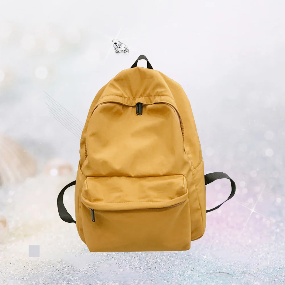 

Yellow Solid Color Backpack Spacious Secure Zipper Compartment for Women Men Students Fashion Commute Shoulder Bag Lightweight