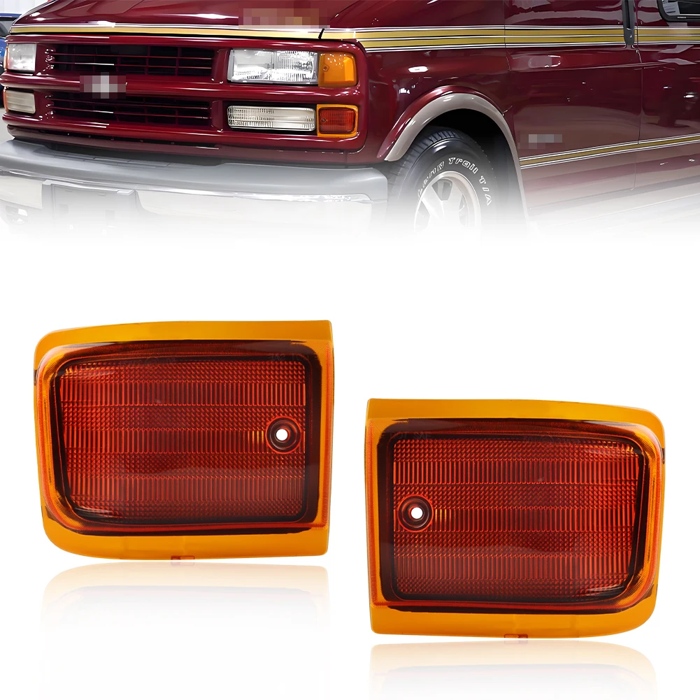 

2X Front Corner Lower Side Marker Light Turn Signal Light Cover For 1996-2002 Chevrolet Express Van 1500 2500 3500 Van No Bulb