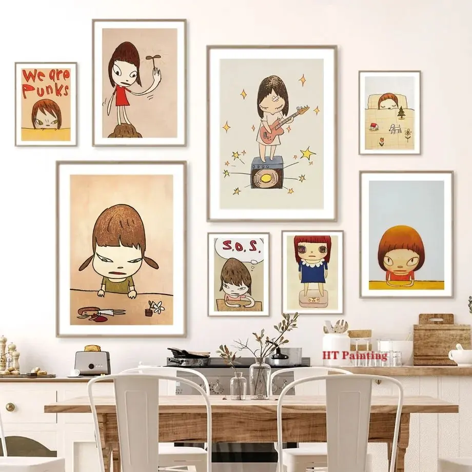 Yoshitomo Nara Japanese Cartoon Doll Poster Canvas Painting Nordic Wall Art Prints Pictures Kawaii Baby Kids Room Home Decor