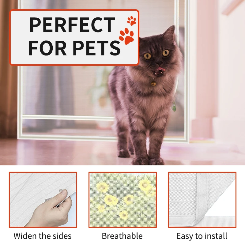 Cat Screen Door Heavy duty pet proof screen door with zipper to prevent dogs and cats from running out of your home Curtains
