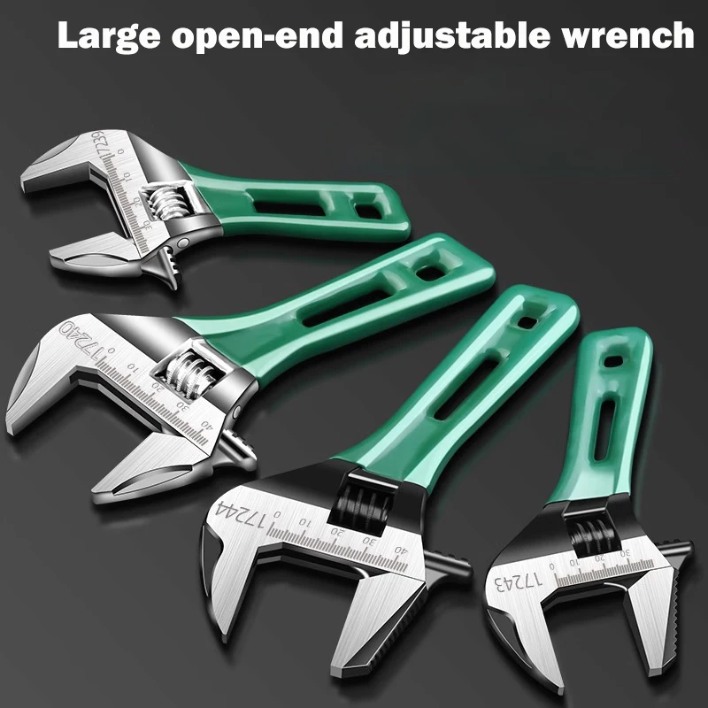 

6" 8" Large Opening Short Handle Activity Wrench Dual-use Adjustable Multifunction Bathroom Spanner Home Piping Hand Tools