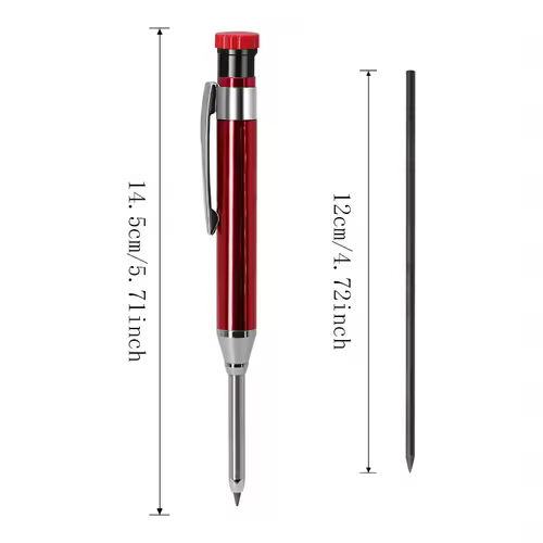 6Colors 2.8mm Metal Solid Carpenter Mechanical Pencil with Sharpener 2B Lead Core Deep Hole Construction Marking Scriber Tool - Image 6