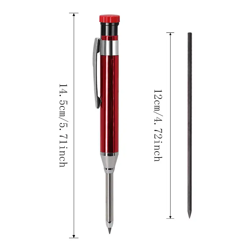 6Colors 2.8mm Metal Solid Carpenter Mechanical Pencil with Sharpener 2B Lead Core Deep Hole Construction Marking Scriber Tool - Image 6
